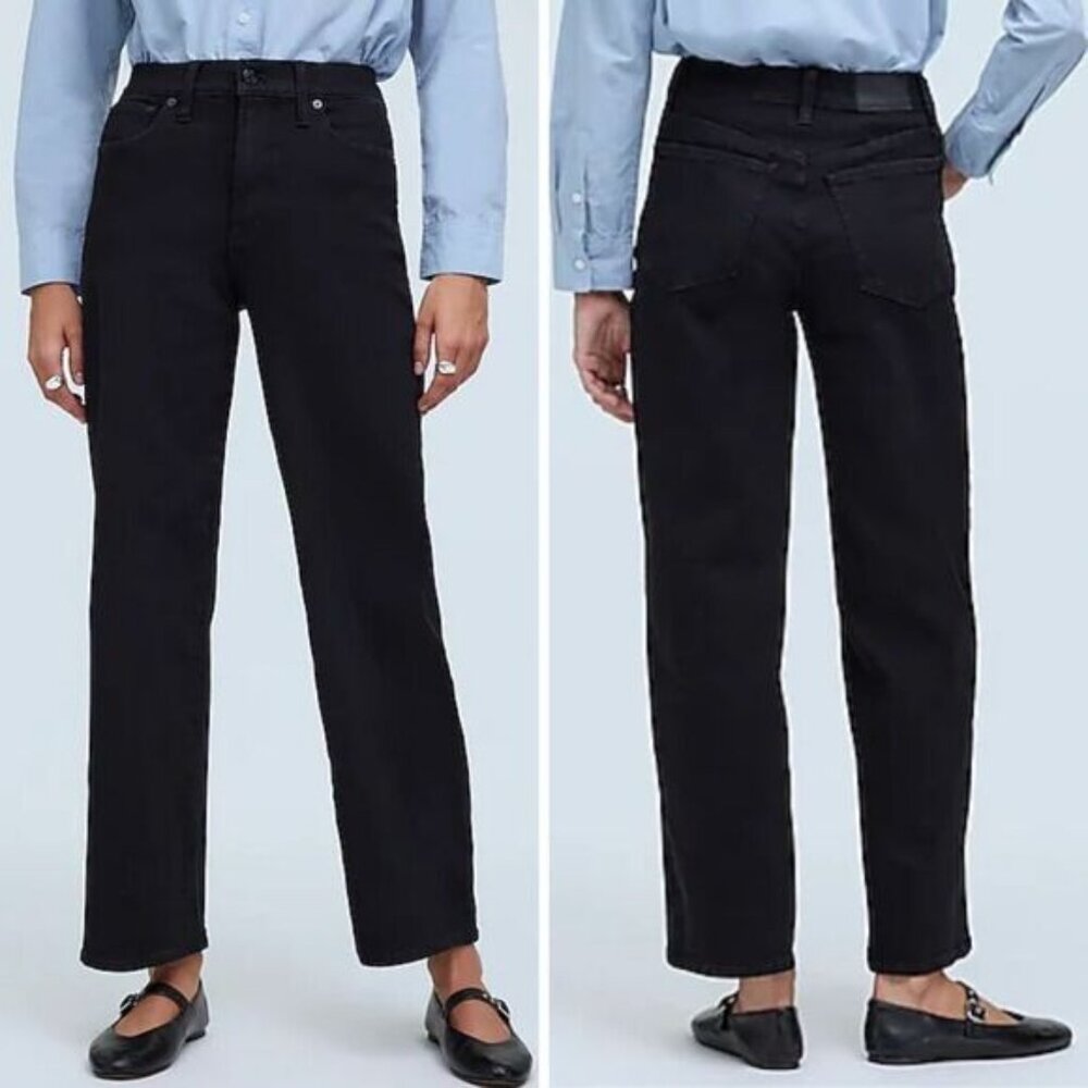 New! Madewell Petite Perfect Vintage Wide-Leg Jean black rinse wash, size 27P